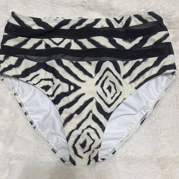 VENUS Other - Venus High-Waist Zebra Print Bikini Bottoms - Black & Cream